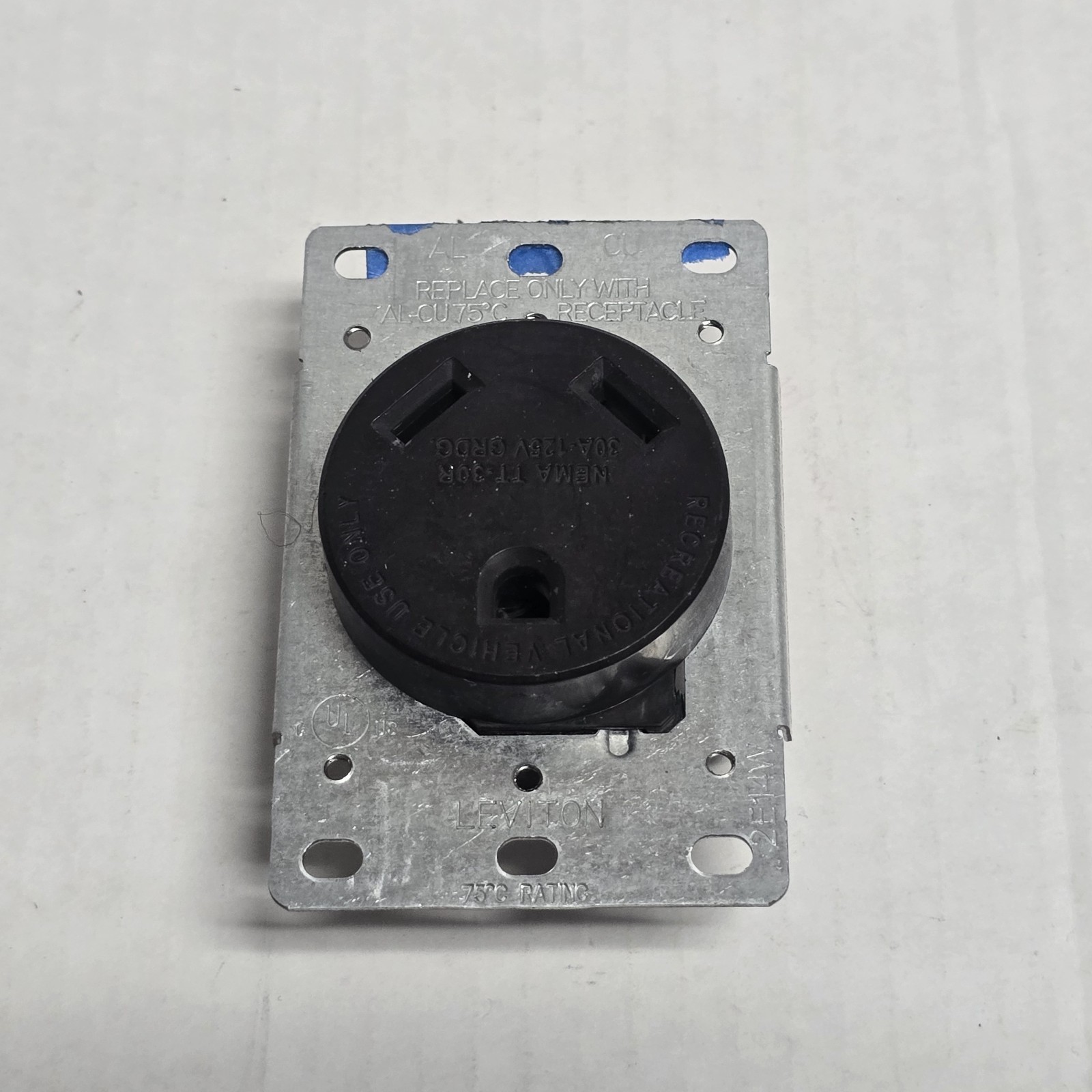 Leviton 30 amps 125 volt Black Outlet TT-30R 7313 Power Receptacle Flush Mount