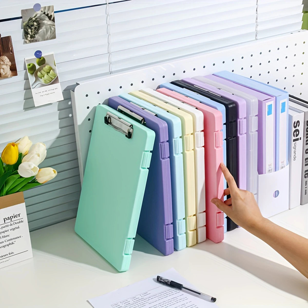 1Pc A4 Writing Board File Box, 2-In-1 A4 Document and Photo Multifunctional Stor