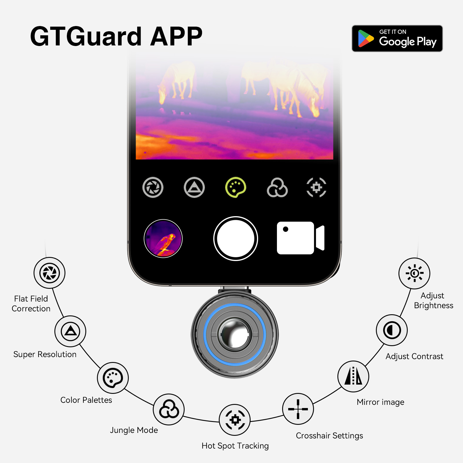 AI 512×384 50Hz Super Resolution Thermal Imaging Monocular Camera for Android US