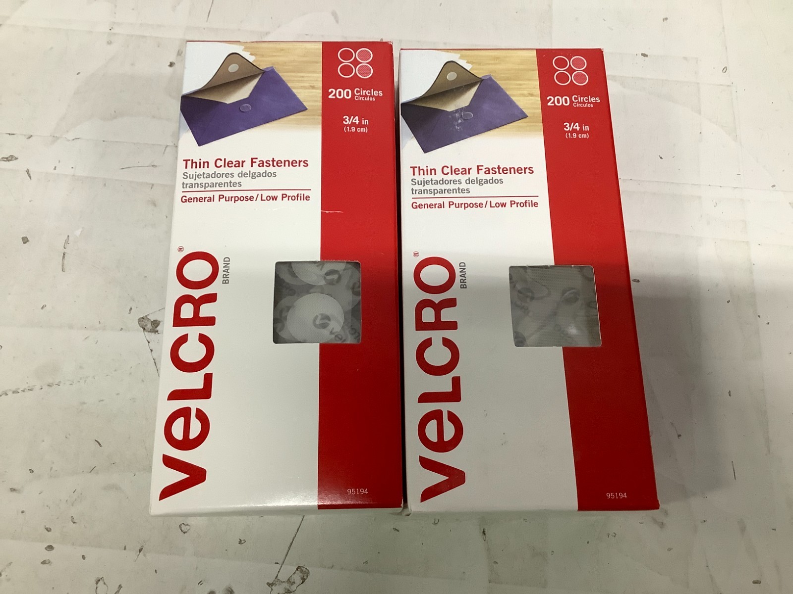 Velcro Brand Thin Clear Fasteners, 3/4” Circles Dots 400 COUNT TOTAL 2 X 200