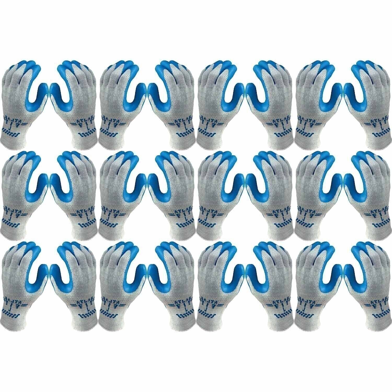 ATLAS Fit 300 Showa Latex Palm-Dipped Blue Medium Rubber Work Gloves, 24-Pairs
