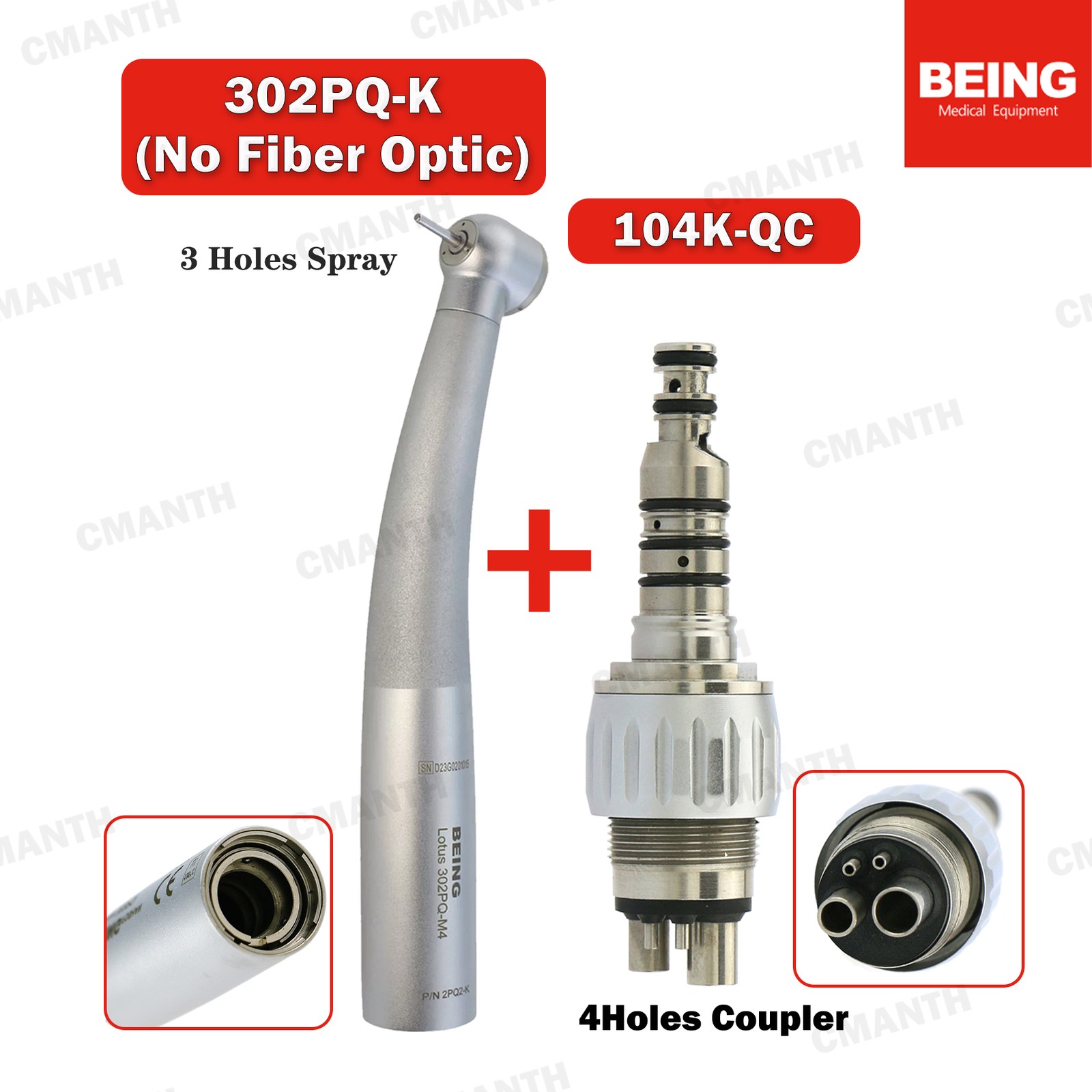 BEING Dental Handpiece High Speed Turbine 4 Holes Coupler For KAVO MULTiflex LUX
