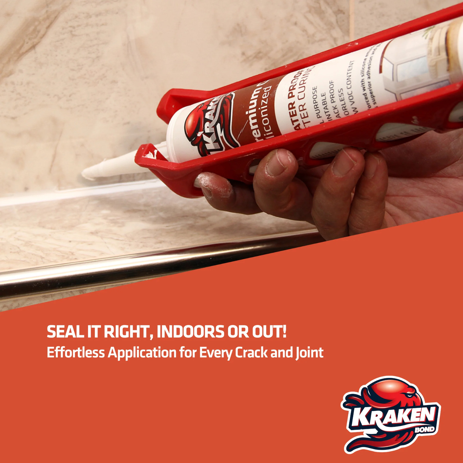 Kraken Bond Premium Siliconized Caulk Sealant, 10.1oz 12 Pack – White