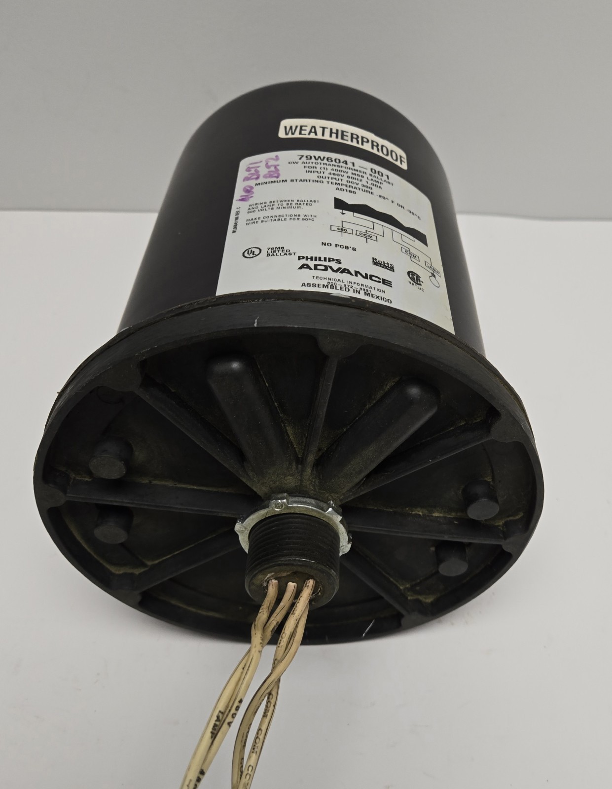 PHILLIPS ADVANCE OUTDOOR WATERPROOF TRANSFORMER BALLAST 79W6041001. 400W.