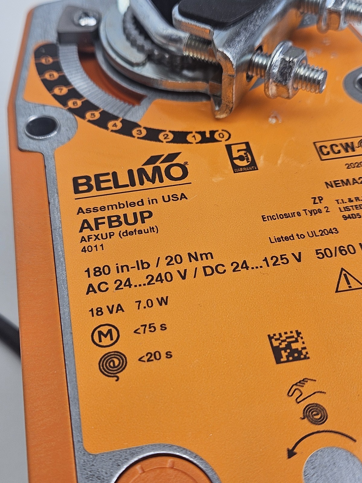 NEW Belimo AFBUP Damper Actuator 24-240V 180 in-lb HVAC Control Motor & Bracket