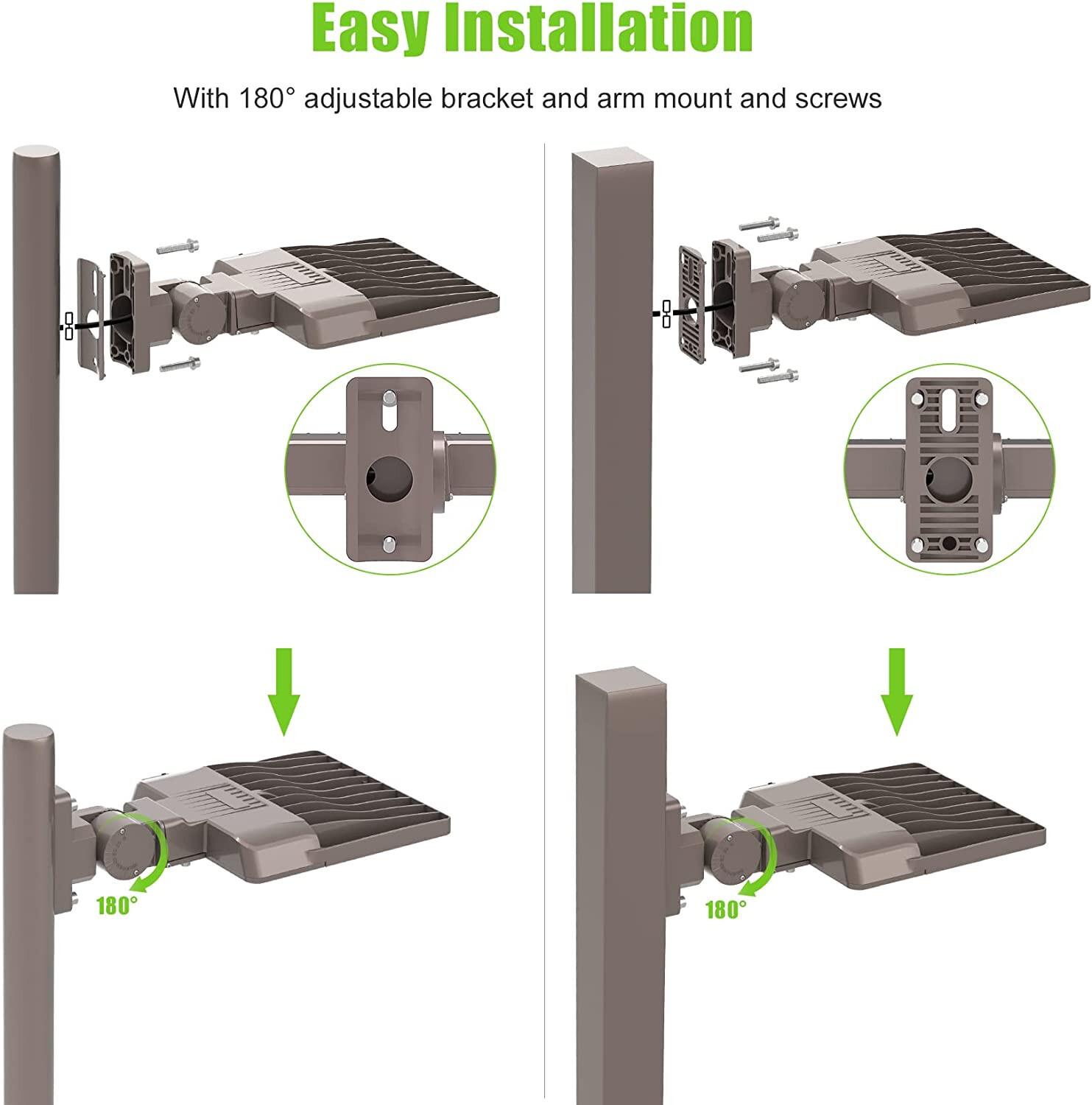 150W LED Parking Lot Light, Photocell, 22,500LM Shoebox Light Pole Arm Mount