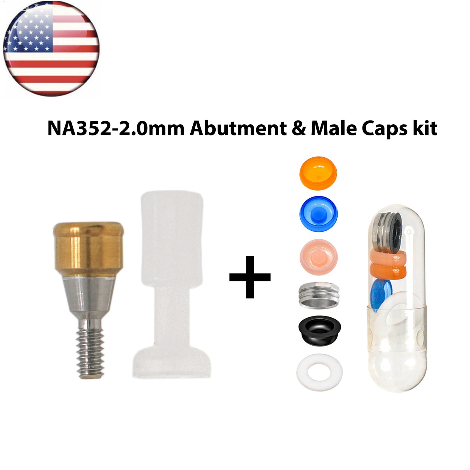 US For Nobel Active Locator Attachment Abutment NP/RP 1-5mm & Male Cap Inserts