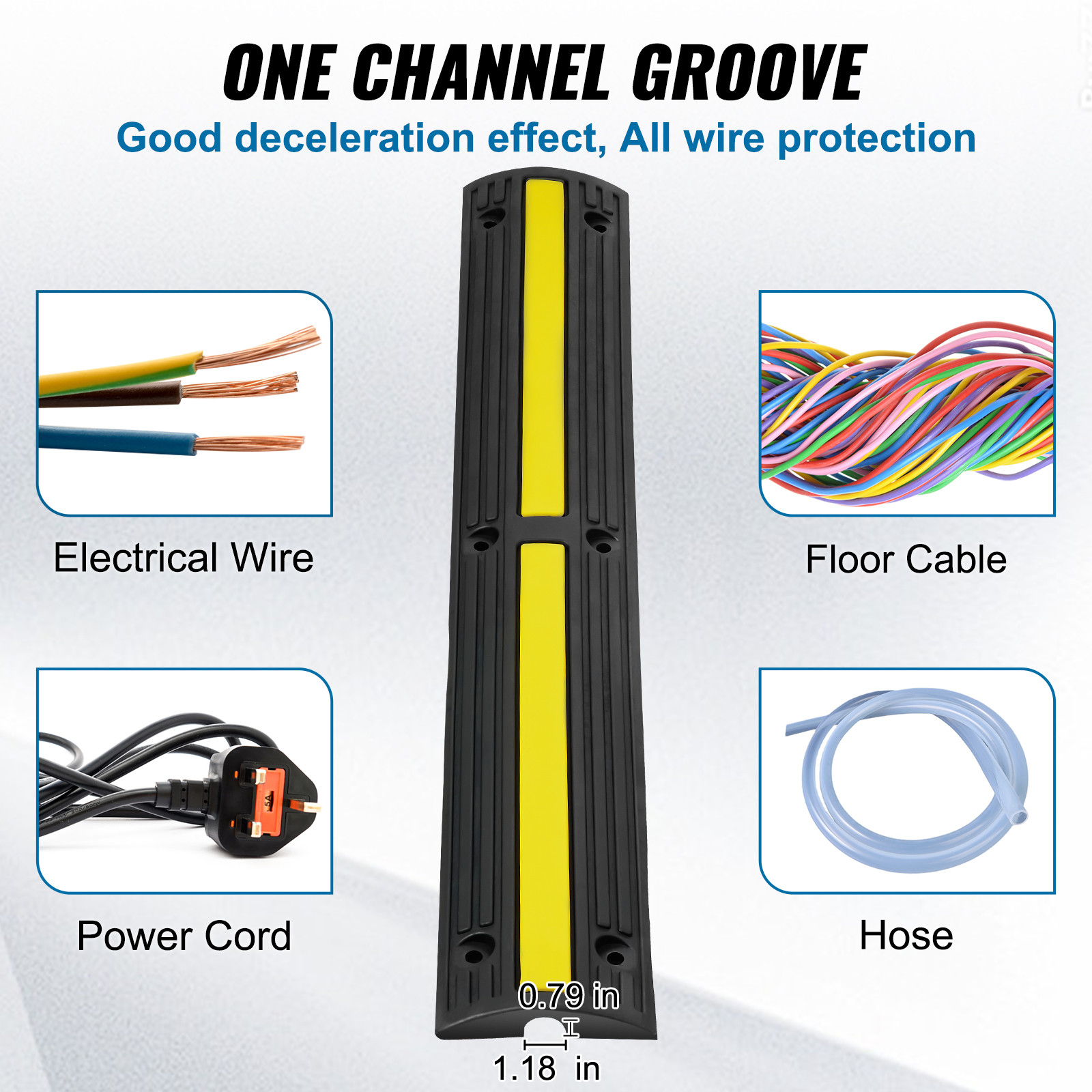 VEVOR 4 PCs 39» Cable Protector Ramp 18000 lbs Speed Bump Floor Cable Protector