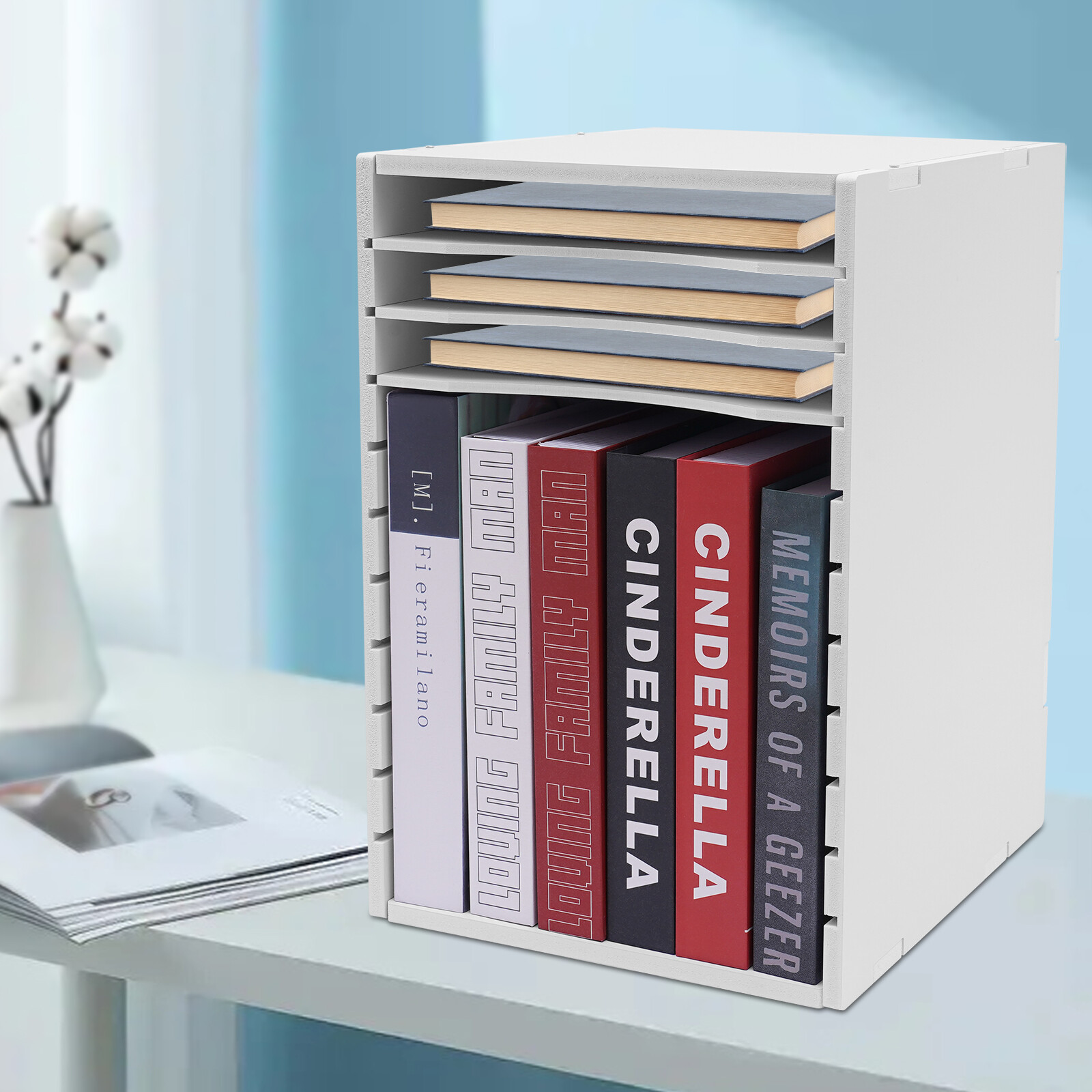 Document Organizer Vertical Desktop Sorter 11-Compartments Paper Storage Holder