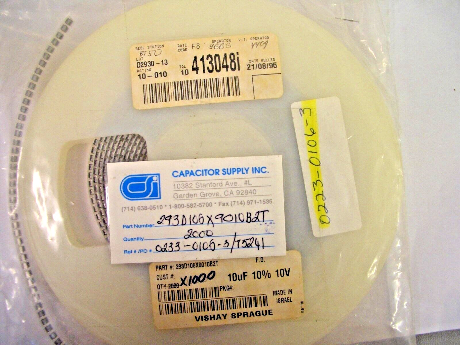 (1,000 PIECE REEL) 293D106X9010B2T, VISHAY, CAP TANT 10UF 10% 10V 1411
