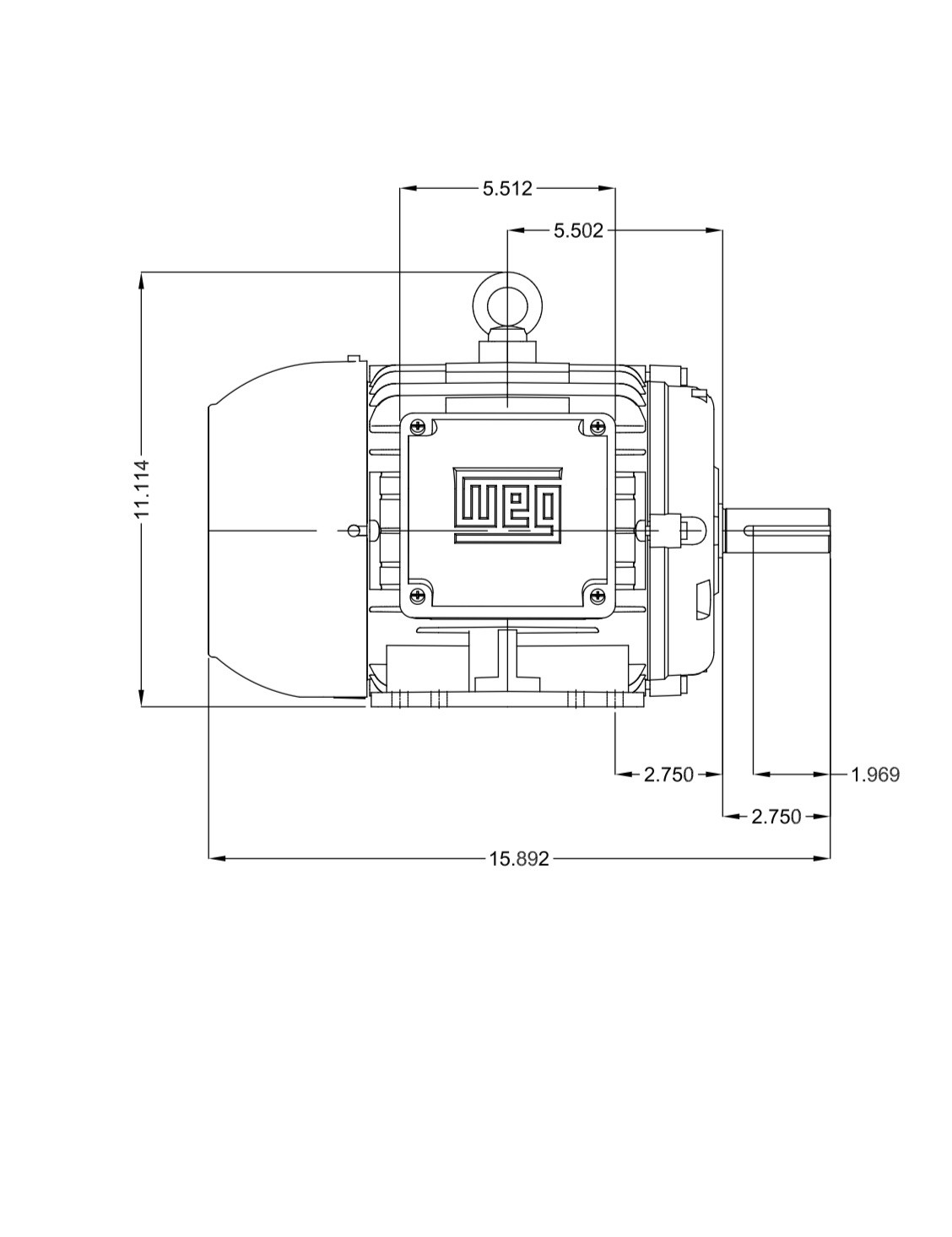 Weg AC Motor 00736ET3E184T-W22, 7.5 HP, 3485 RPM, 230/460VAC, 60Hz, 3Ph