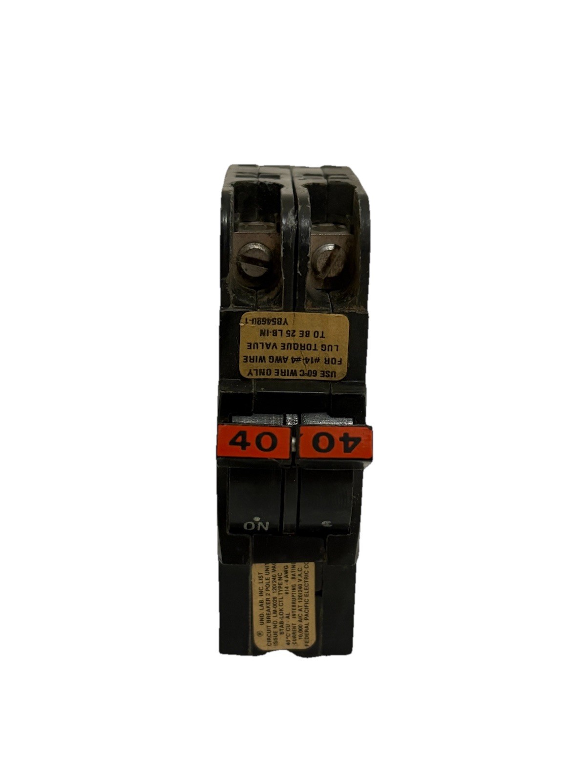 Federal Pacific FPE NC240 2 Pole 40 Amp Stab Lok Thin Circuit Breaker