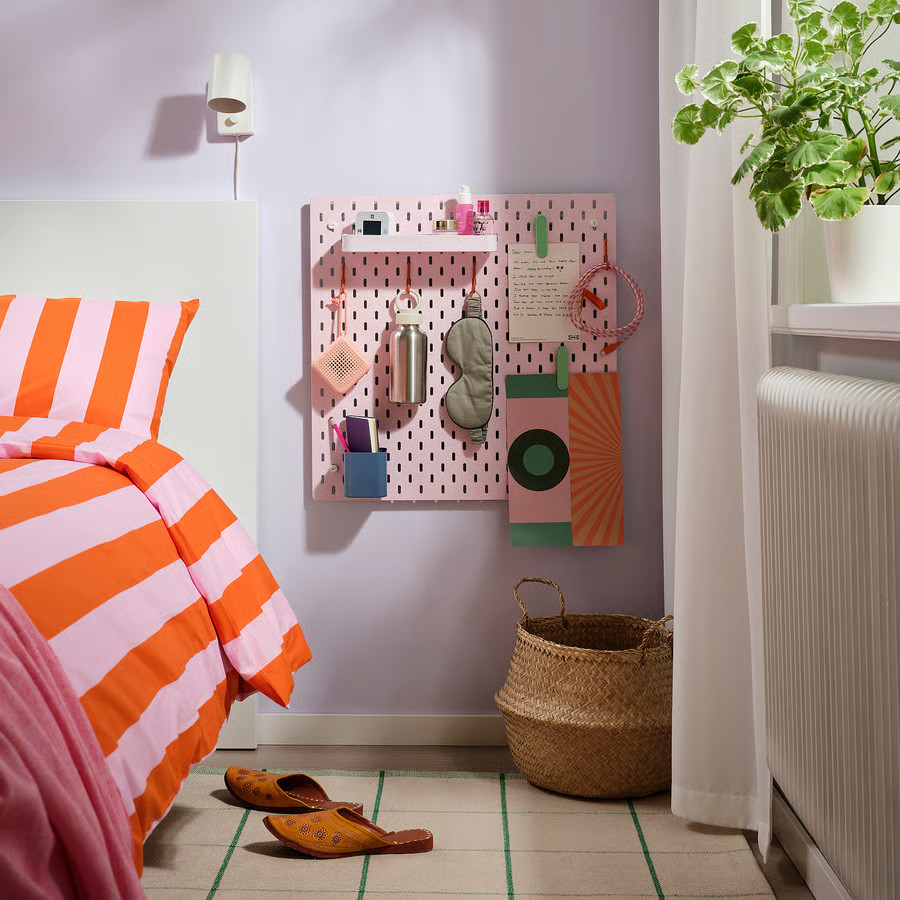 IKEA SKÅDIS Pegboard Pink/Beige 22×22″ Wall Organizer 406.071.48-NEW
