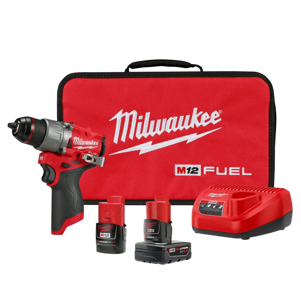 Milwaukee 3404-22 M12 FUEL 12V 1/2″ Cordless Li-Ion Hammer Drill/Driver Kit