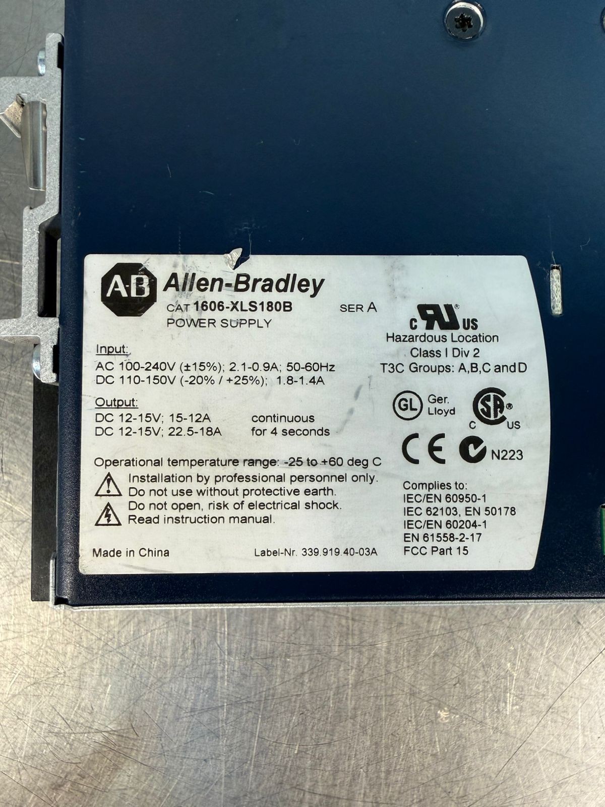 Allen Bradley 1606-XLS180B /A Power Supply 1606XLS (4.5.1)
