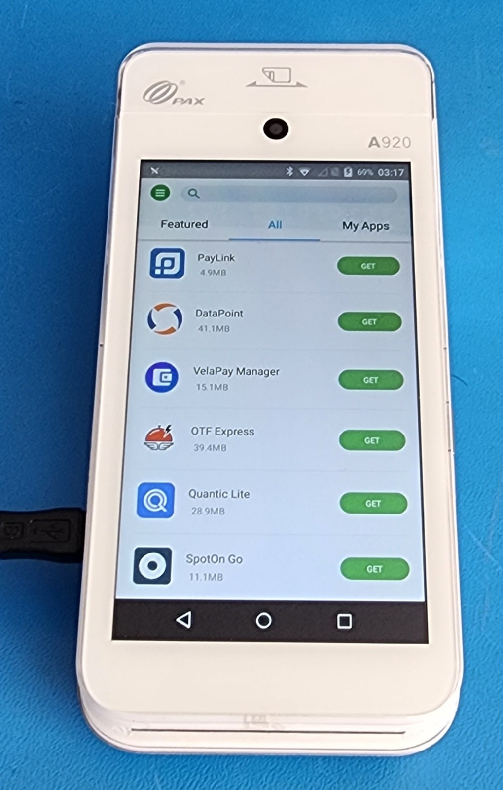 PAX A920 Android Based POS Payment Terminal 5″ touchscreen 4G, Wi-Fi with Cable