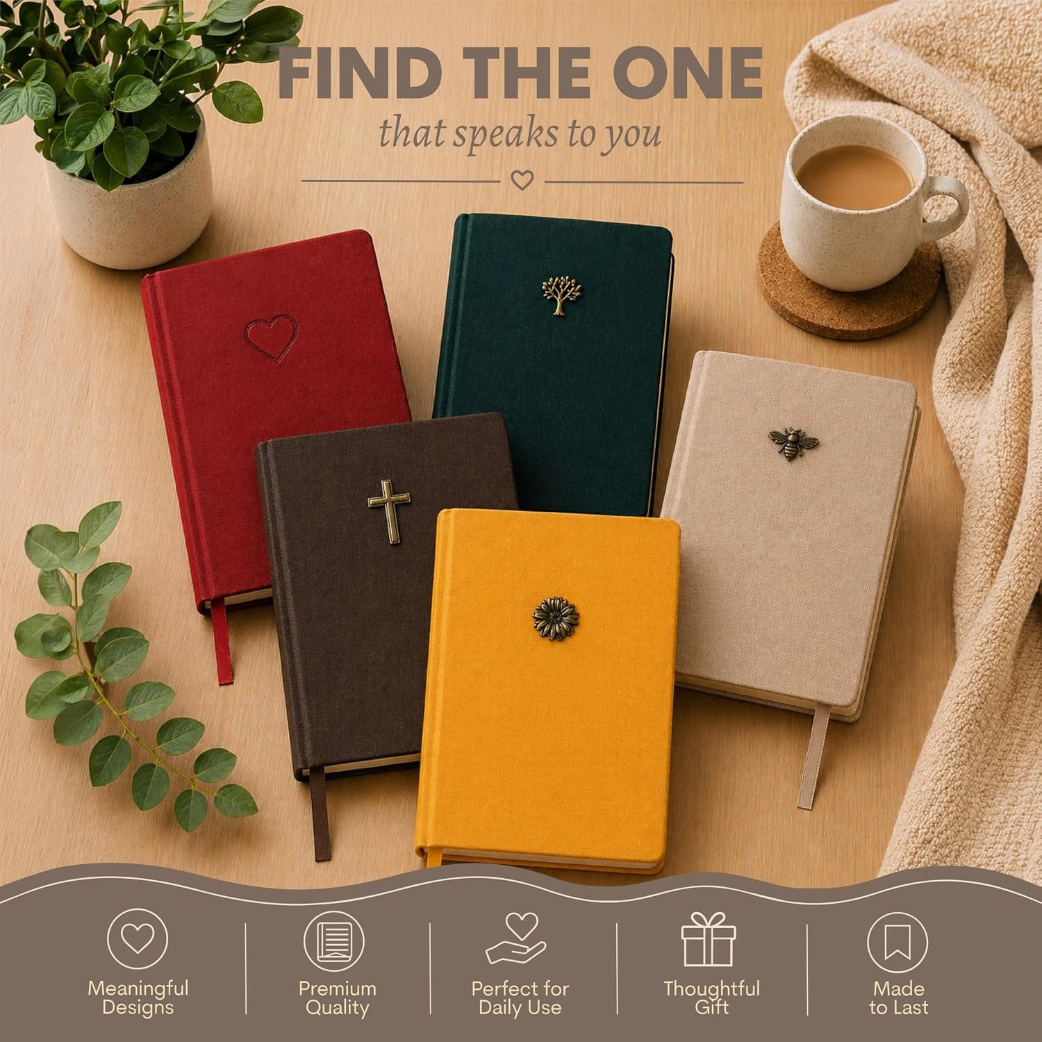 WORLD TRAVELER Eccolo Sand Bee Emblem Blank Lined Journal Notebook, 256 Ruled Pa