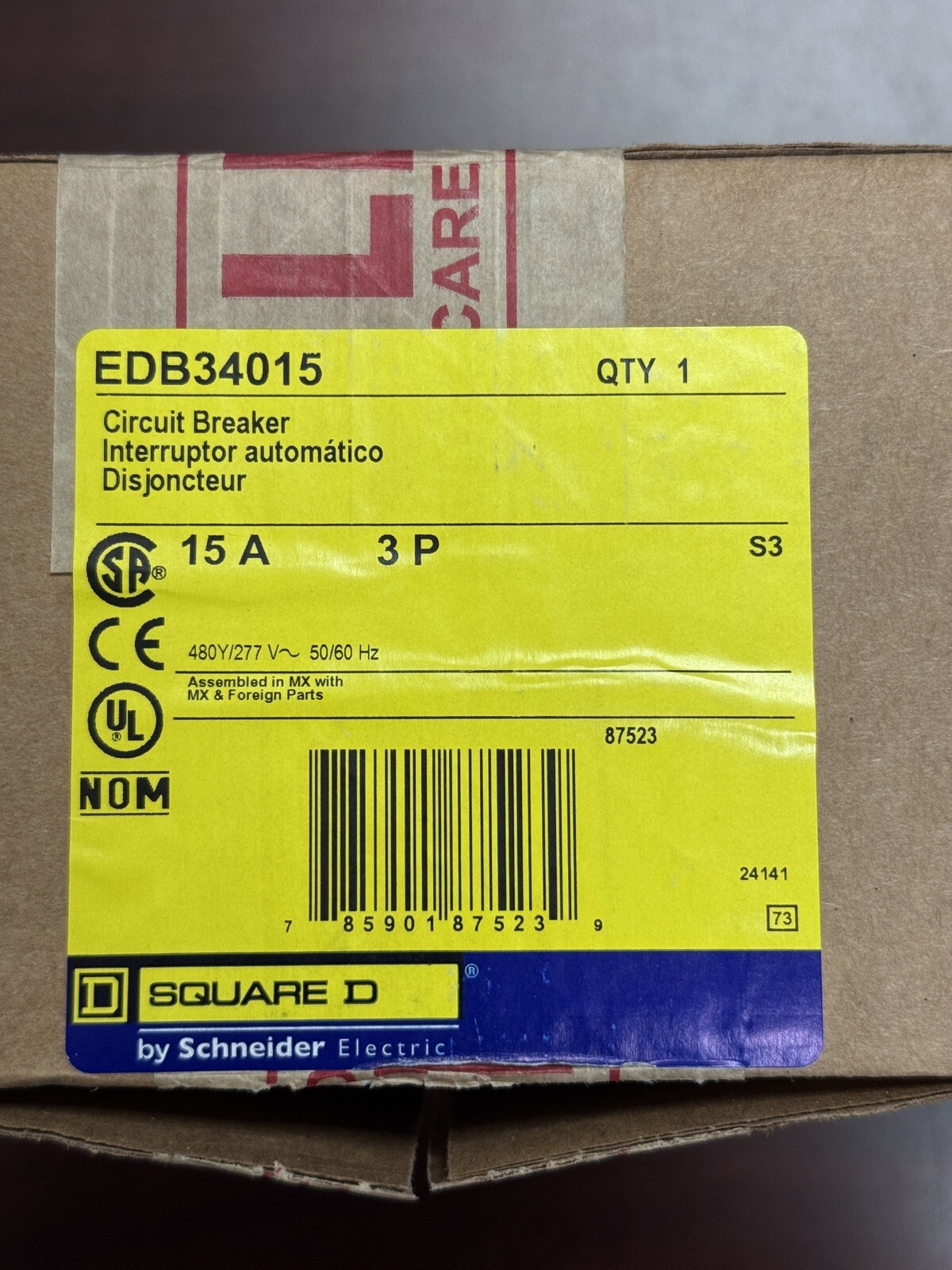 EDB34035 EDB Square D 3 Pole 35 Amps 120/277Volt Bolt-On NEW IN BOX