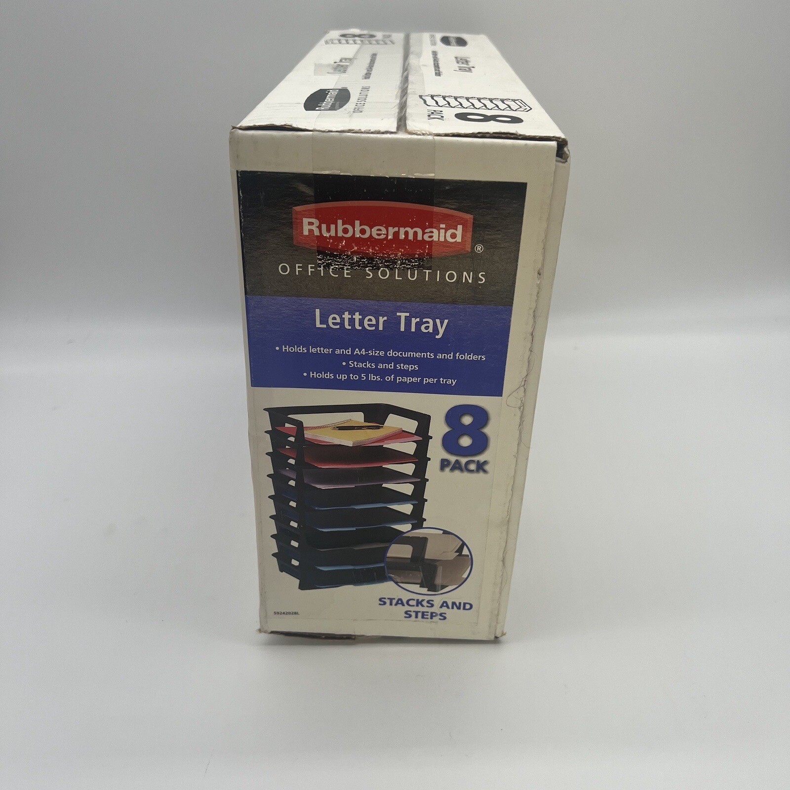 NOS Rubbermaid Office Solutions Letter Trays 8 pk 2005 Made In USA Stacks Steps