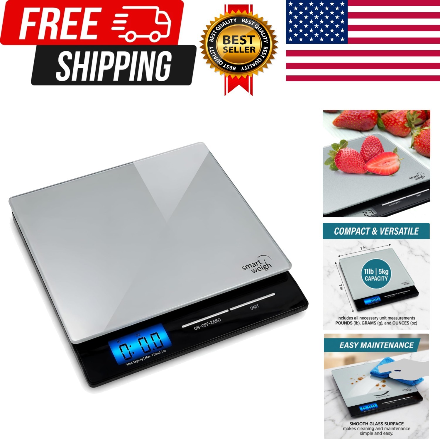 Professional USPS Postal Scale with Tempered Glass Platform, Multiple Weighin…