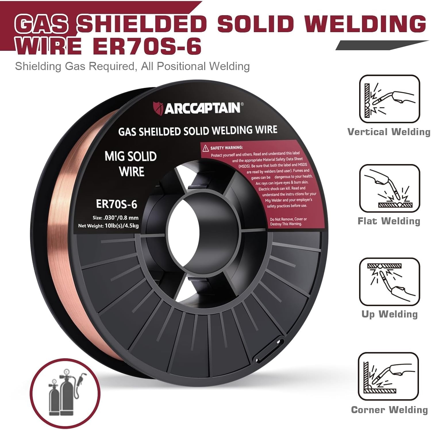 Mig Welding Wire, 0.030 10Lb Mig Wire ER70S-6 10Lbs Gas Solid Carbon Steel Lo…