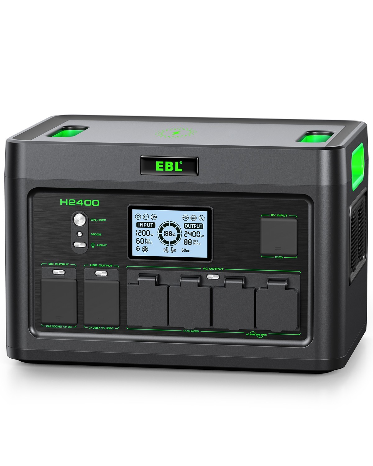 2400W 1843.2Wh Power Station Portable Solar Generator RV LiFePO4 Backup Battery