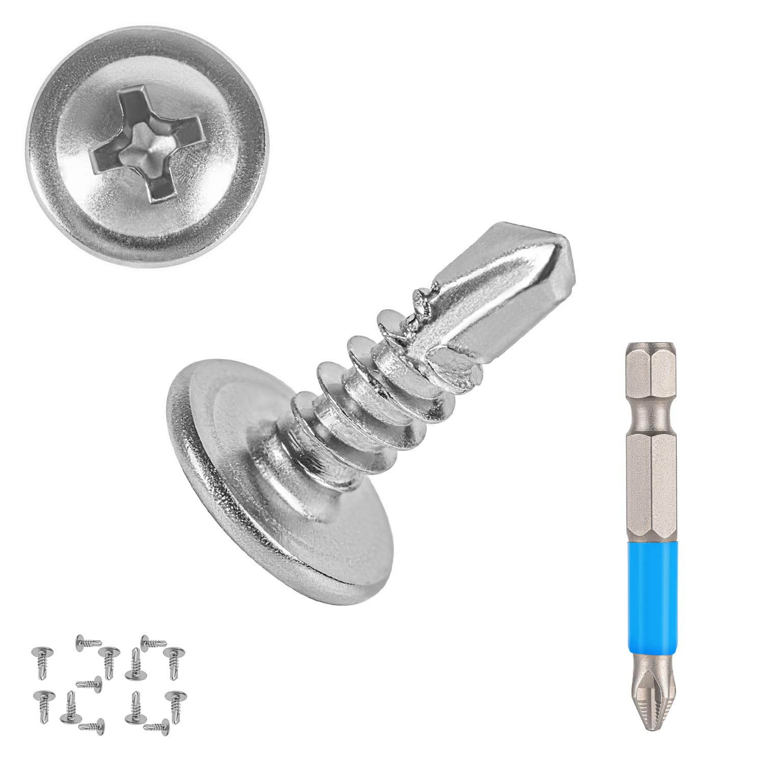#8 X 1/2″ Sheet Metal Screws 410SS, Truss Head, Self-Tapping, 120PCS + Bit