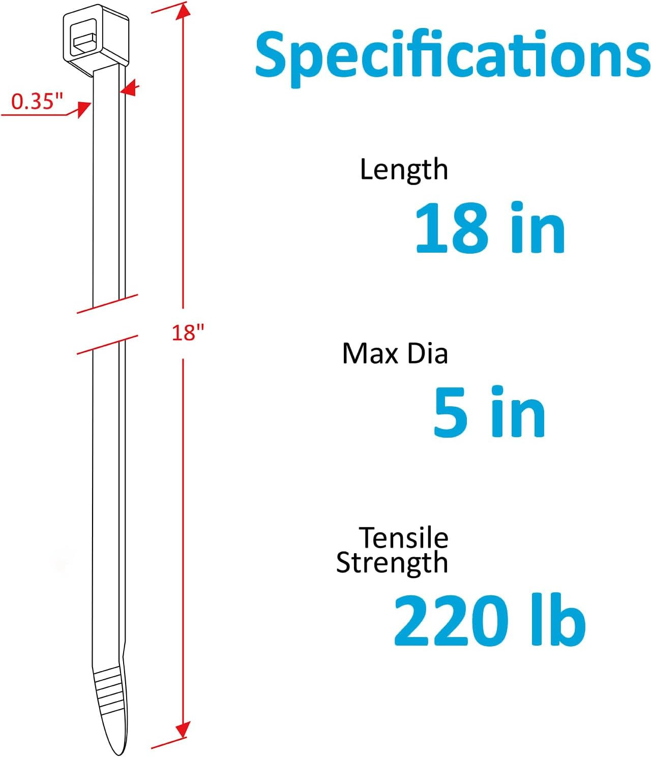 Large Zip Ties 18 Inch, 50 Pack, Long Zip Ties Heavy Duty with 220 Lb Tensile St