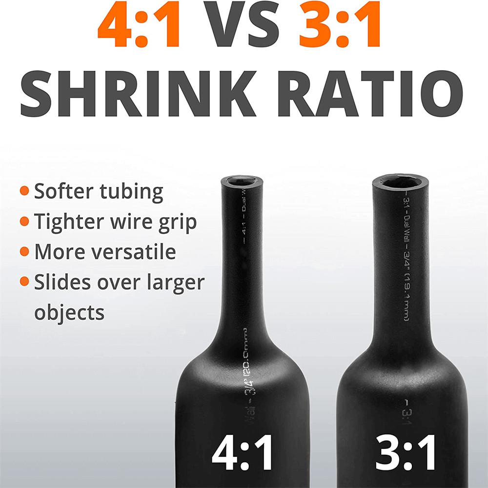 Waterproof Marine Grade Heat Shrink Tubing 4:1 Ratio Wire Dual Wall Adhesive Kit