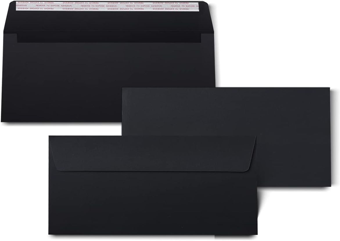 Burasari 100Qty#10 Black Business envelopes 4.125×9.5In- windowless design
