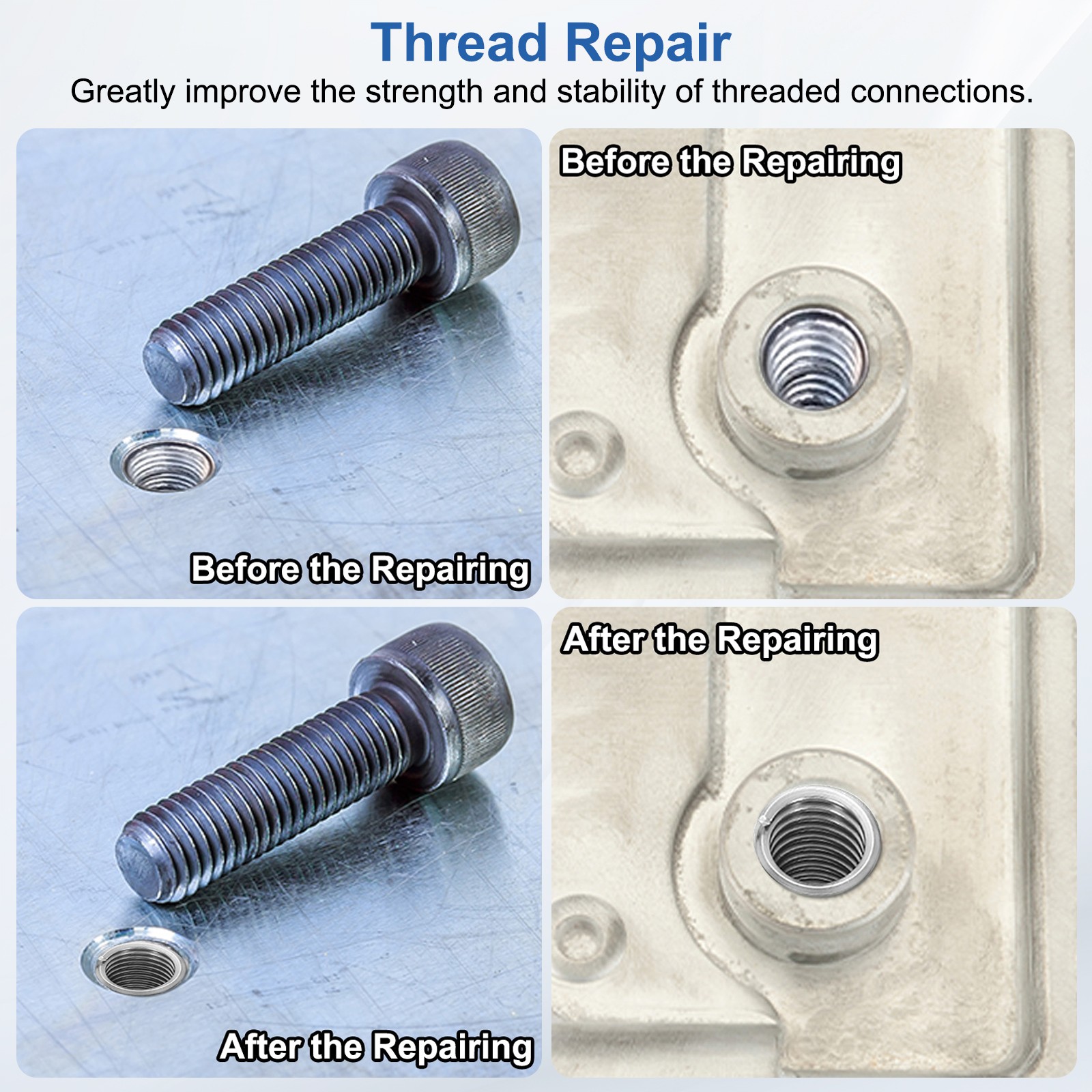 20pcs Wire Thread Inserts 1/4-28 UNF 2D 12.8mm Helical Threaded Sleeve