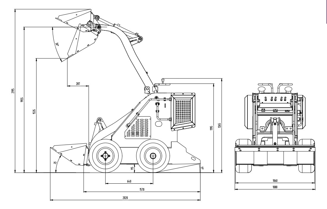 Free Shipping 320kg Wheel Mini Skid Steer Loader Stand On 13.5HP b&s Engine