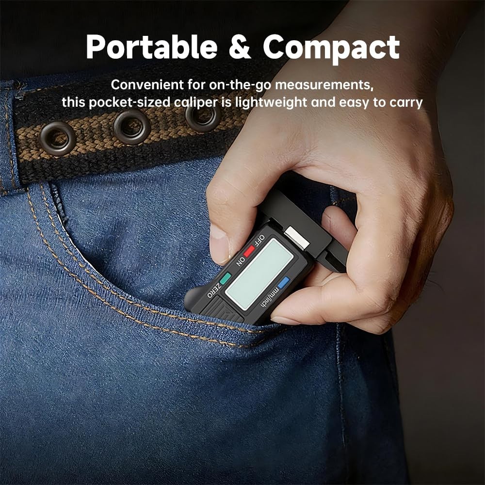 Electronic Digital Display Caliper, 0‑100mm/ 4in Lightweight Carbon Fiber Com…