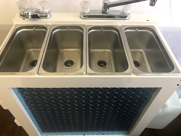 Portable Concession Sink 3 Compartment Sink/Hand Sink, Hot Water 120V Electric