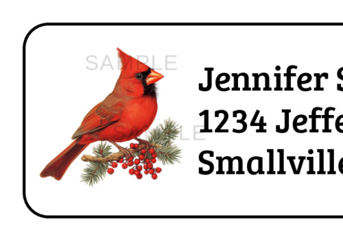 30 Christmas Red Cardinal Bird personalized return address labels stickers tags