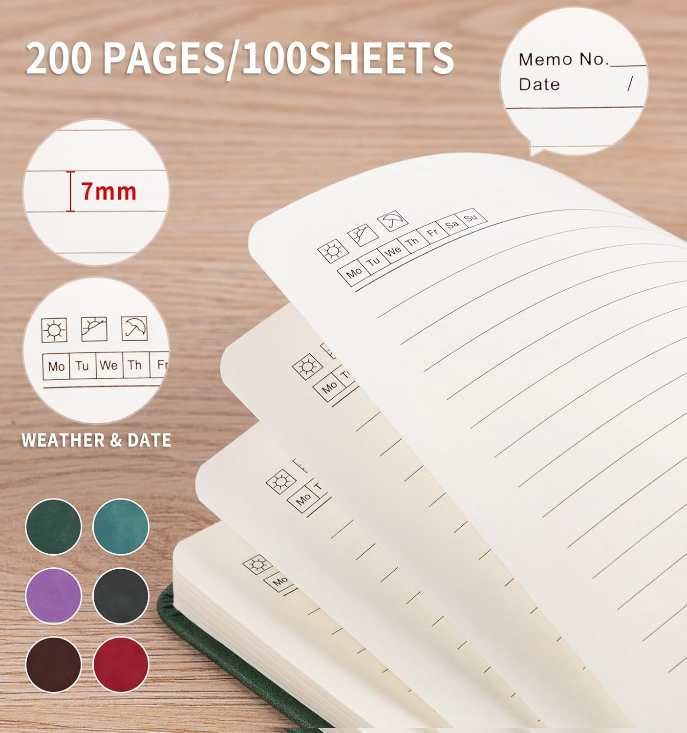 A5 Hardcover Lined Journal Notebook 200 Pages Leather Diary