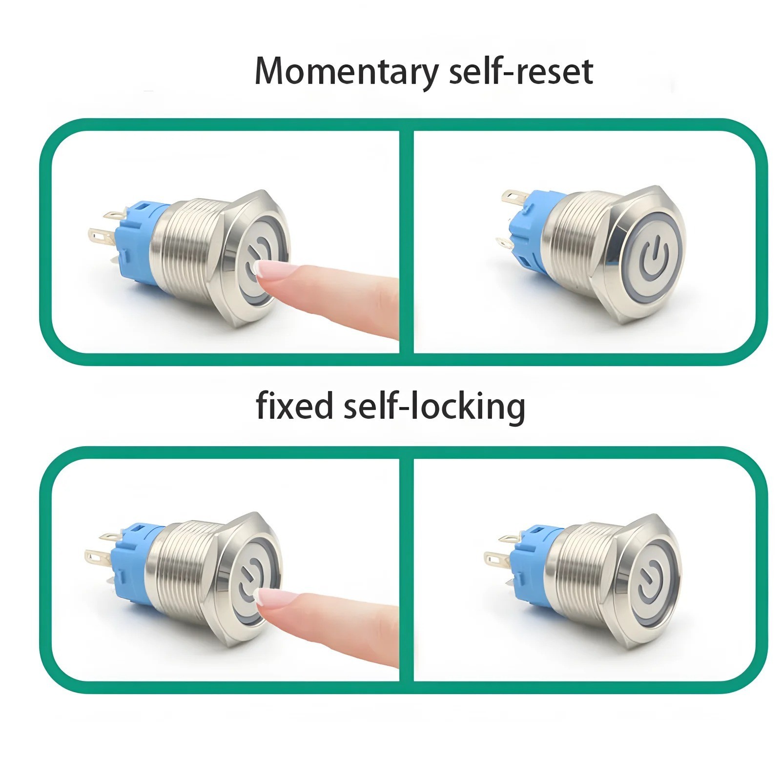 19mm 12V Momentary Push Button Switch Waterproof Led Light IP67 Stainless Steel