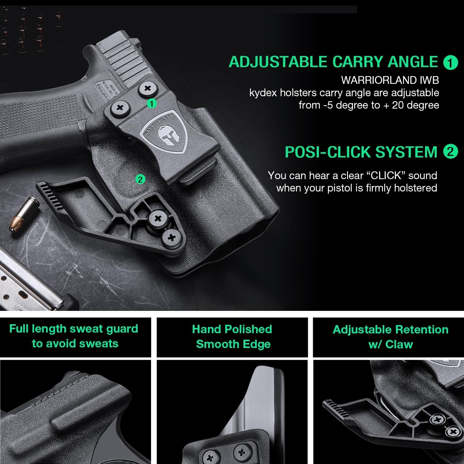 WARRIORLAND IWB Kydex Holster for Glock 43X / G43X MOS / G43 – Inside Wais