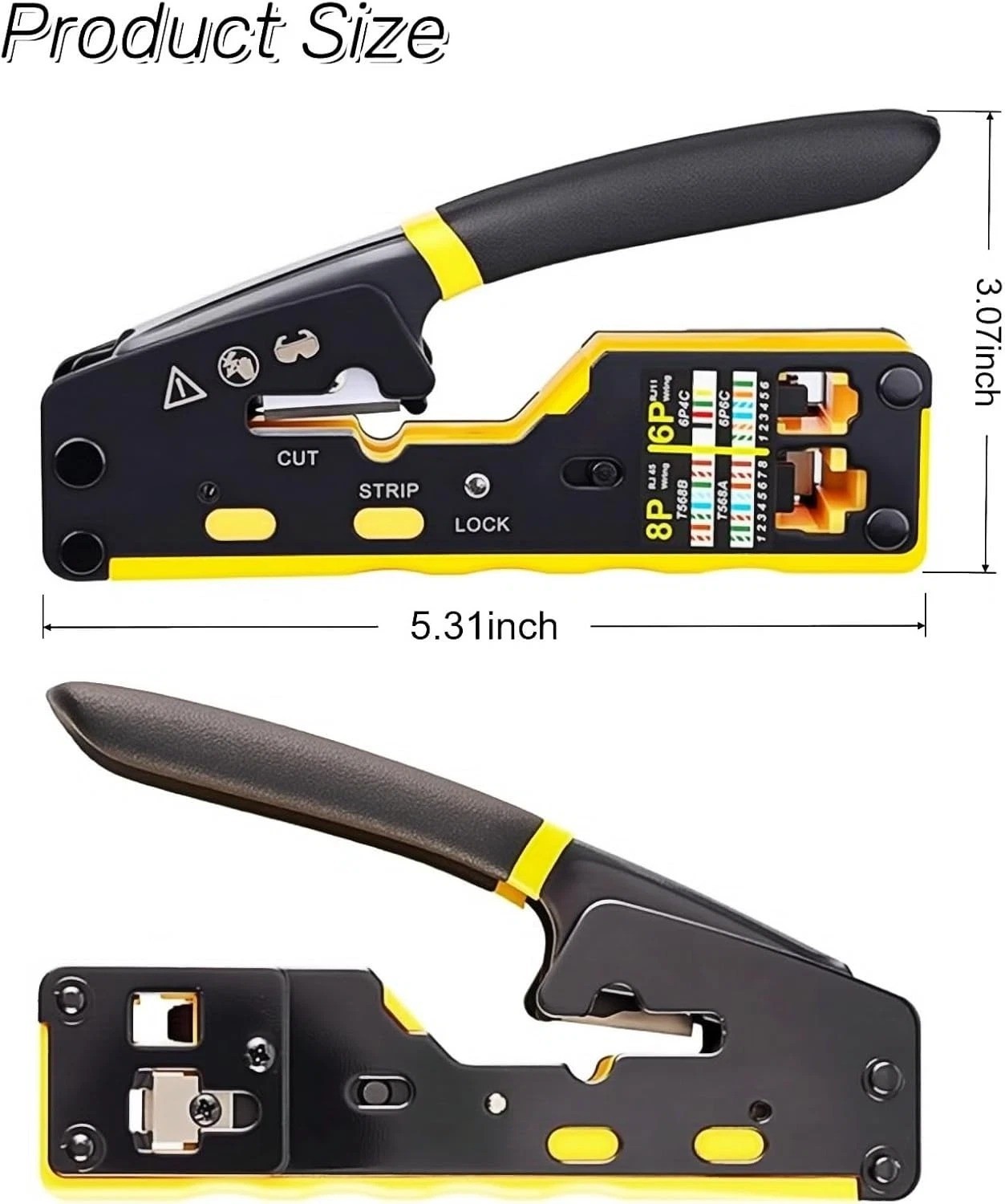 RJ45 Crimp Tool Passthrough 8P 6P RJ45 Crimper/Wire Cutter/Wire Stripper