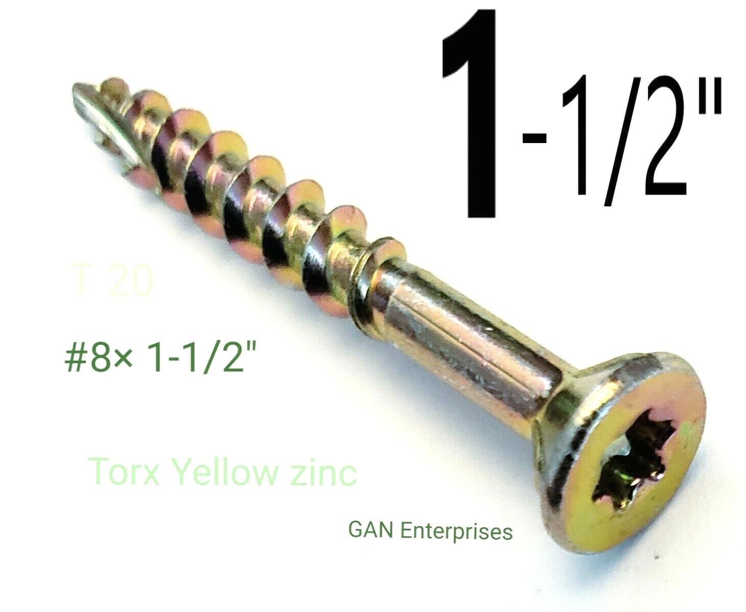 Torx 1-1/4 to 4″ Star Flat Head with nibs Yellow Zinc Type 17 Outdoor Wood Screw