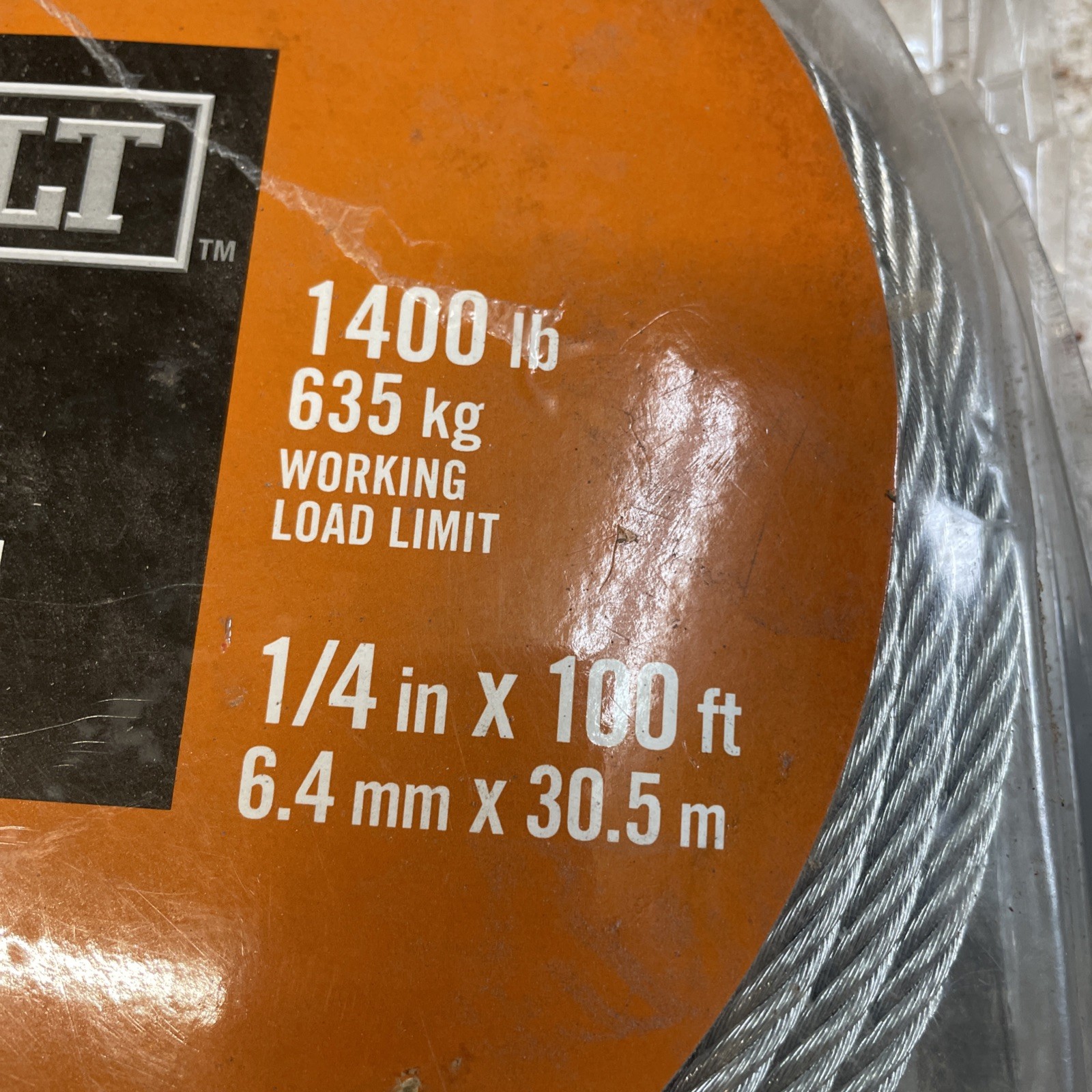 Everbilt 1/4 in. x 100 ft Galvanized Steel Uncoated Wire Rope 7×19 6.4mm x 30.5m