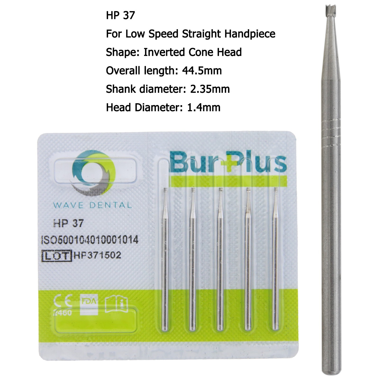 Wave Dental Carbide Burs HP 44.5mm For Low Speed Straight Handpiece HP 34 35 37