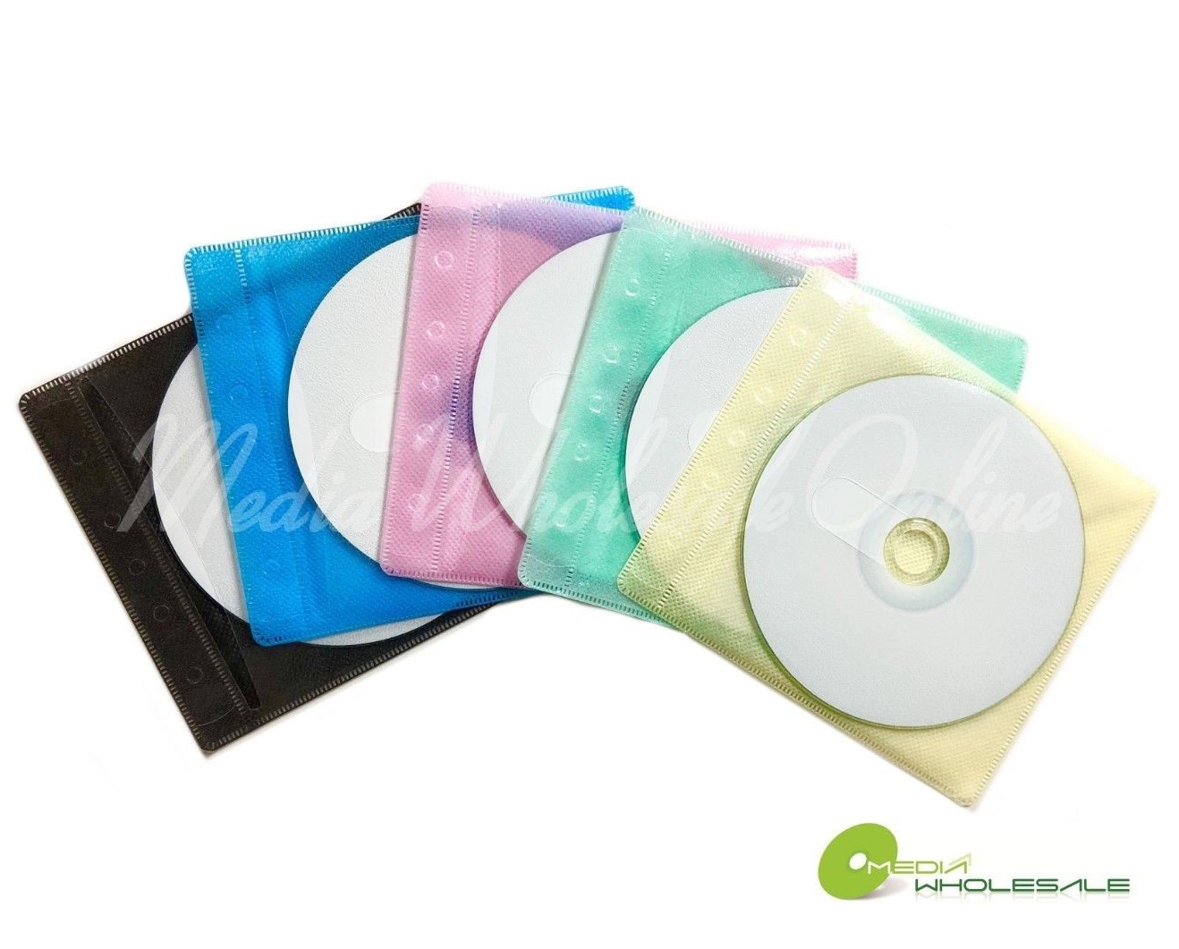 100 Non Woven CD DVD Multi Color Double Sided Plastic Sleeve – HOLD 200 discs