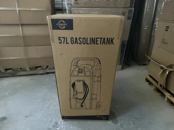 15 Gal HDPE Fuel Caddy Tank w/ Wheels 10ft Hose Hand Pump Gas Diesel Oil Red