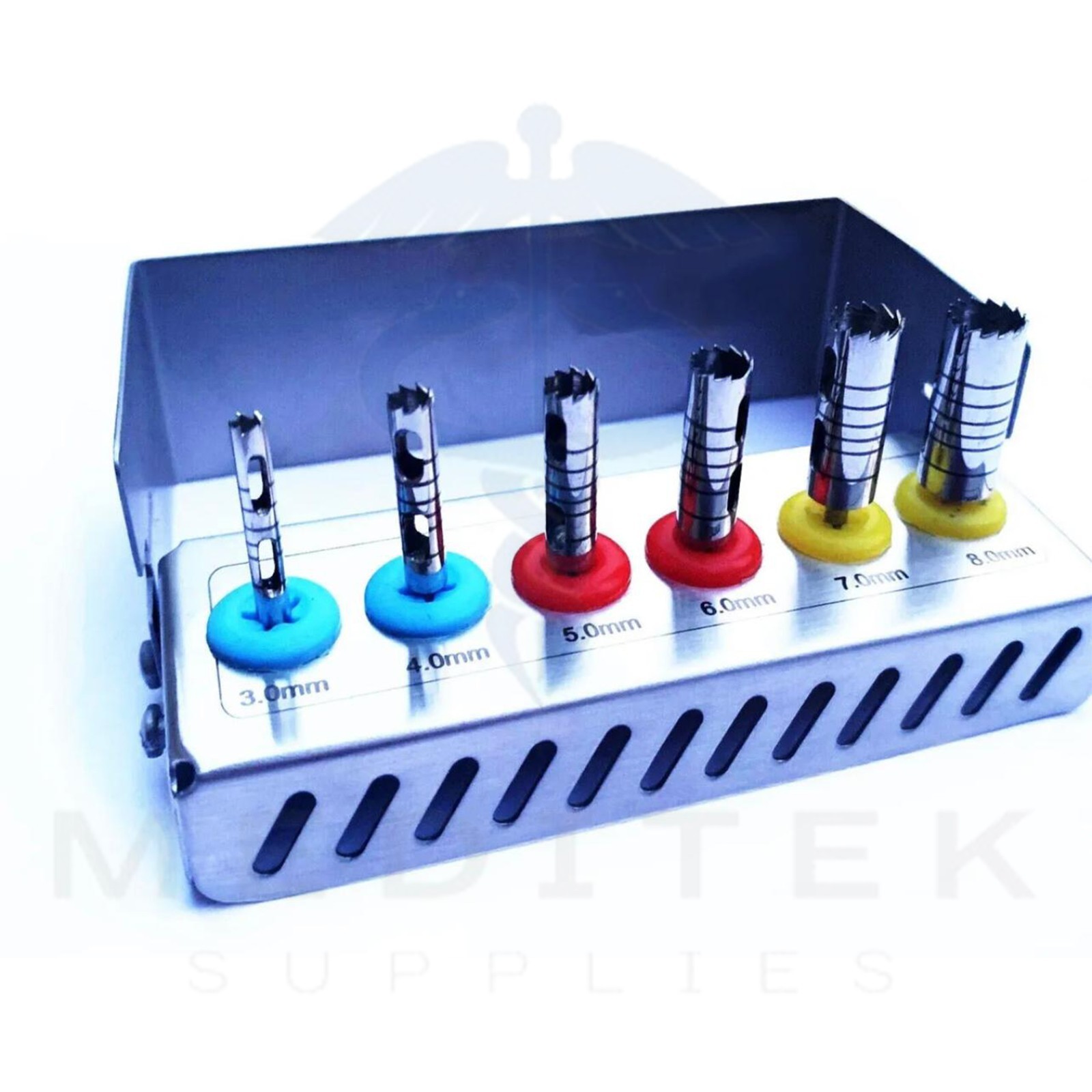 Dental Long Trephine Drills Kit 6 Pcs Implant Crown Removal Kit Free Bur Holder