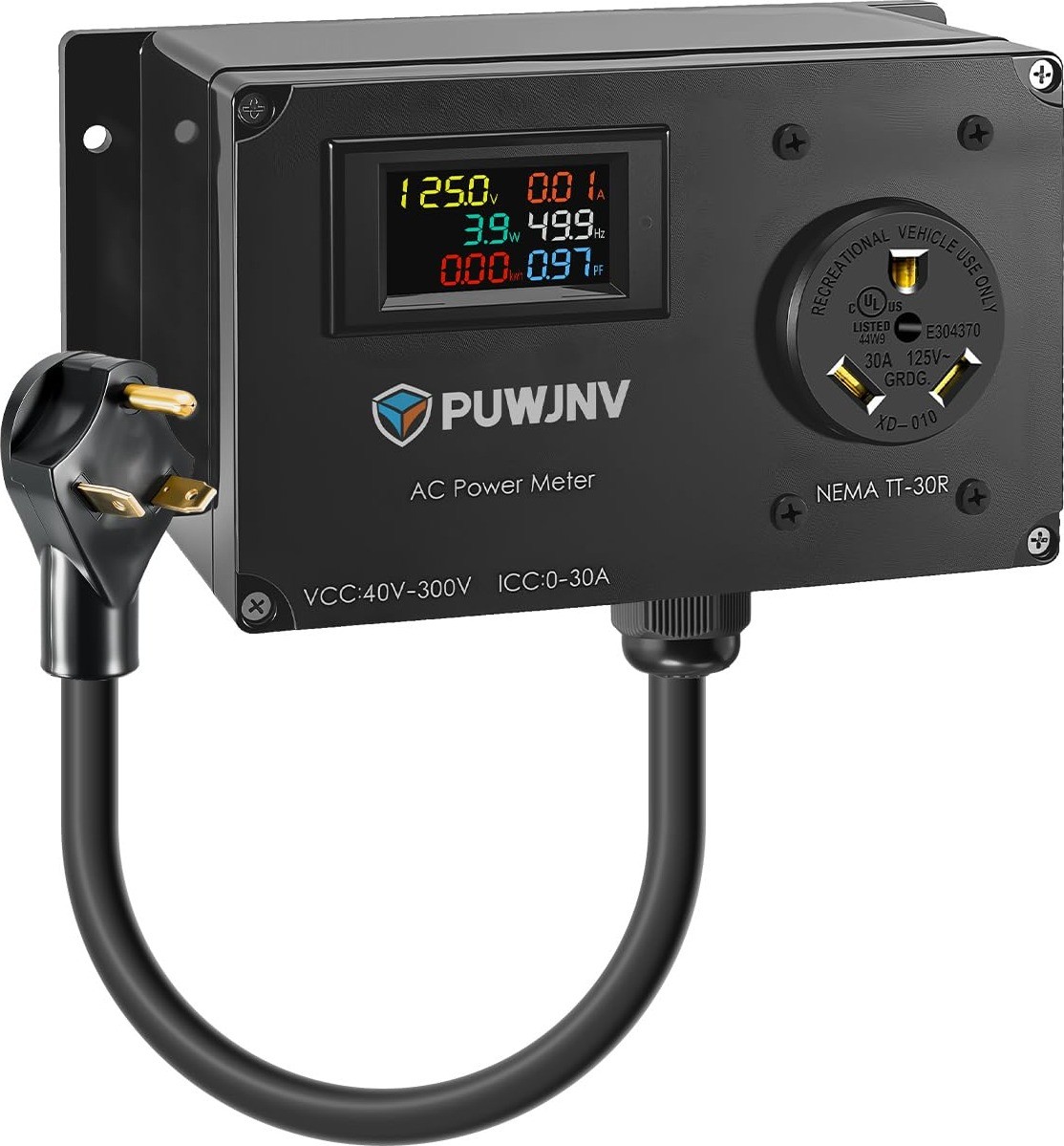 30A RV Power Meter TT-30P to TT-30R LCD Voltage Watt kWh Energy Monitor