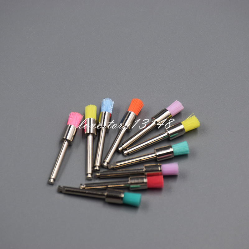 200Pc White Mixed Colors Nylon Flat Dental Polishing Polisher Brush Latch Prophy