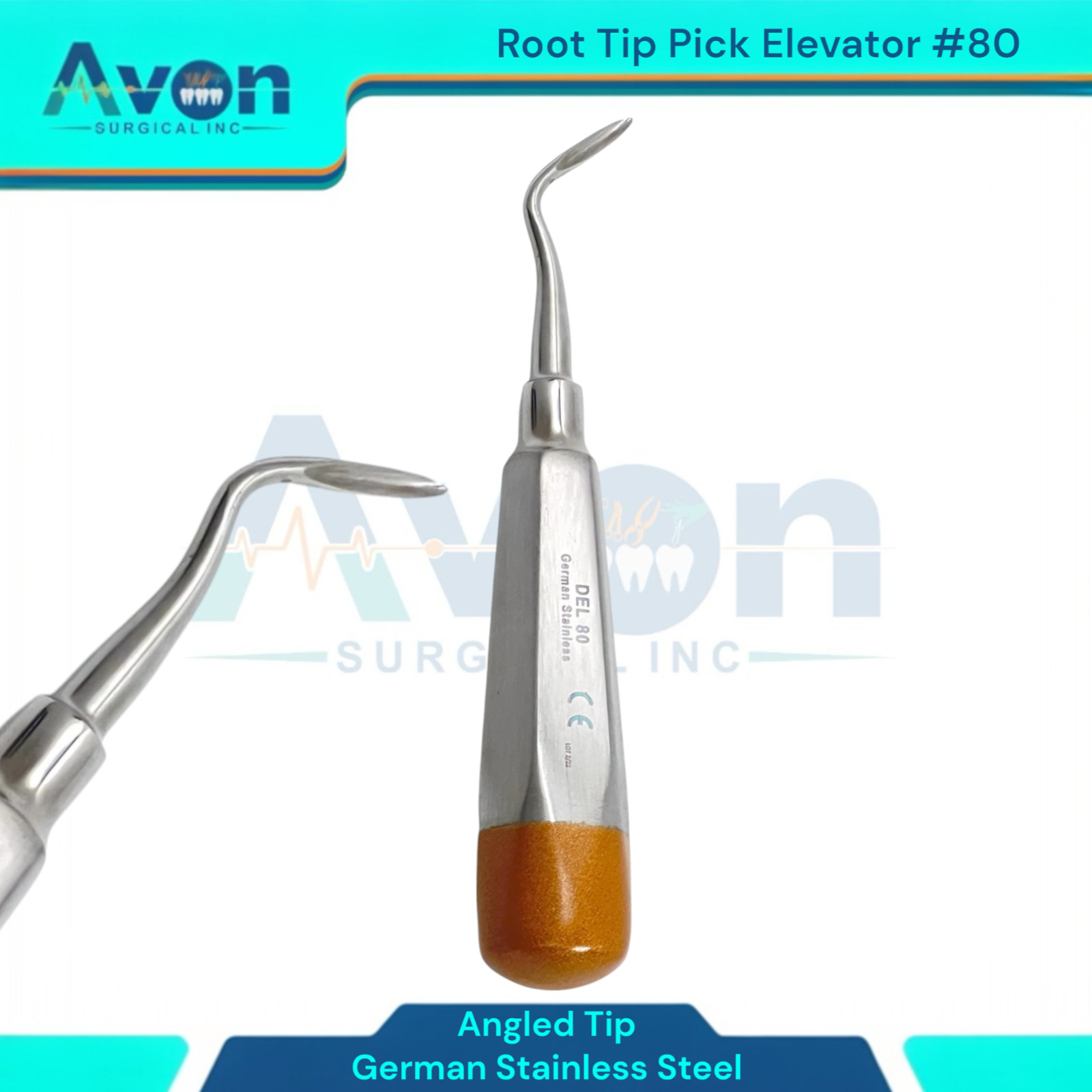 Angled Tip Tooth Root Extraction Elevator Pick, No. 80, Dental Elevator Gold