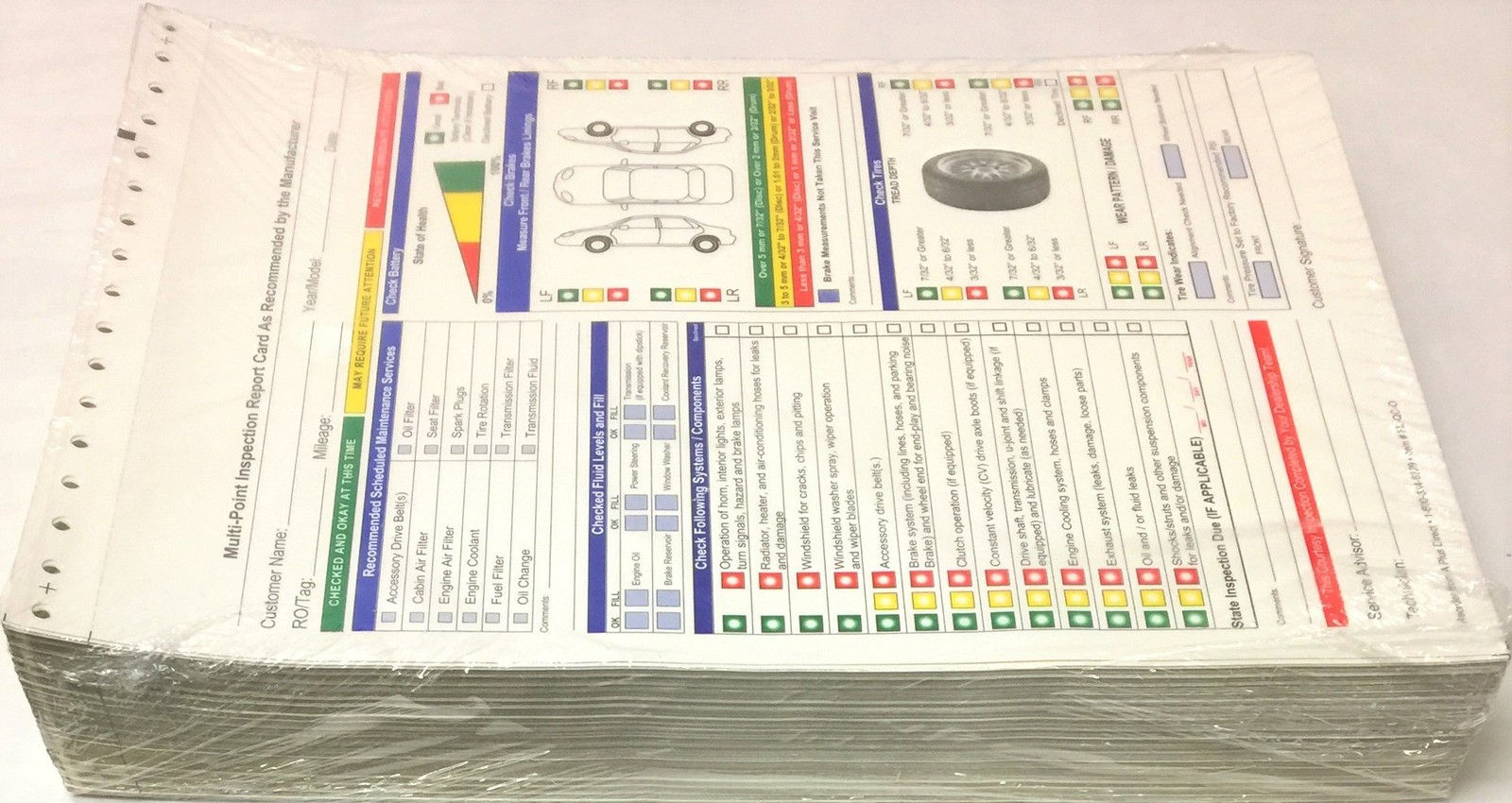 Multi-Point Inspection Form 2 Part Carbonless 8.5″ X 11.75″ – Great for Repair