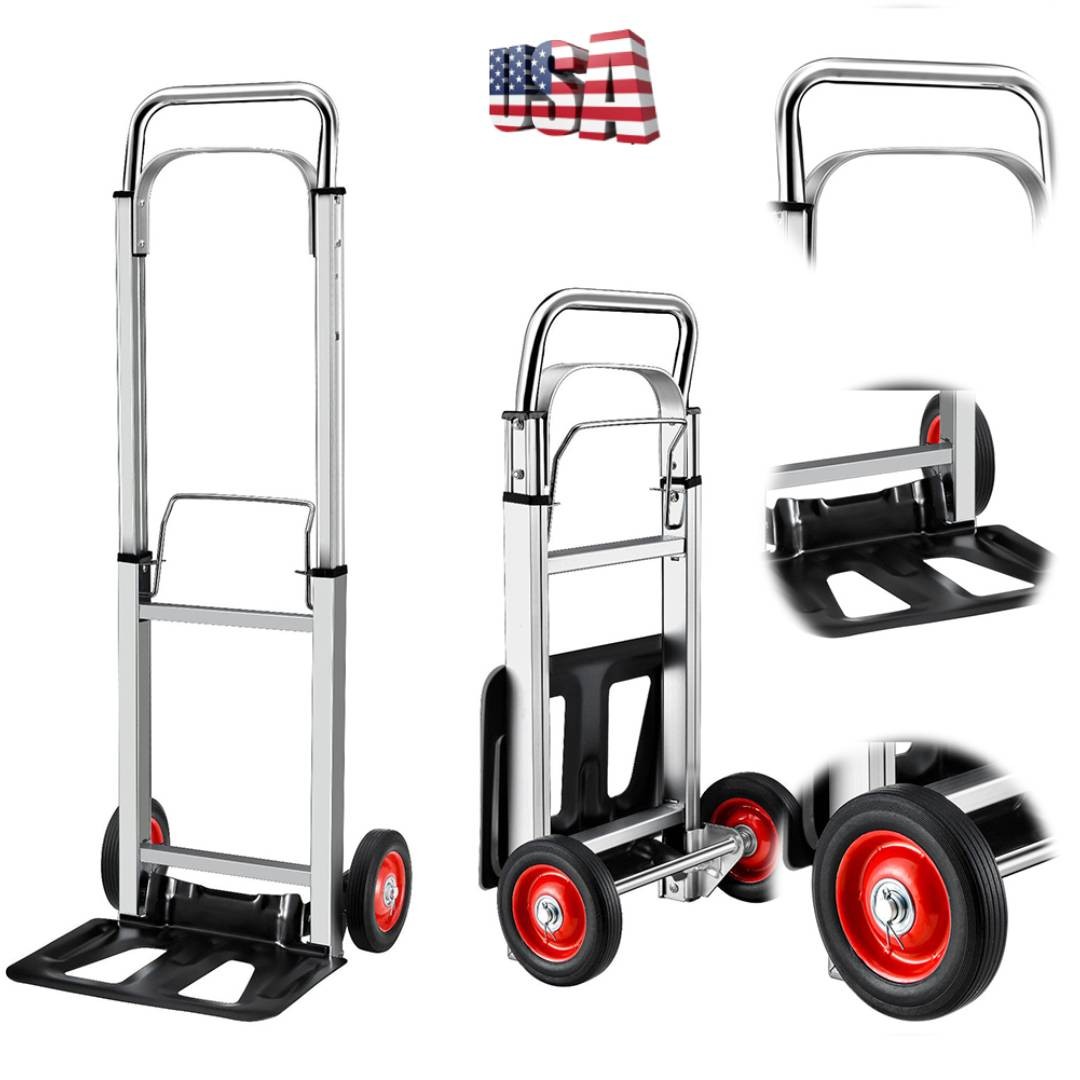 Aluminum Hand Truck 2 in 1 Heavy Duty Convertible Folding Dolly Cart 400 Lbs US